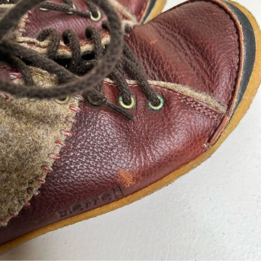 Merrell Milan Autumn Leather Lace Up Felted Wool Round Toe Shoe Women Size 7.5